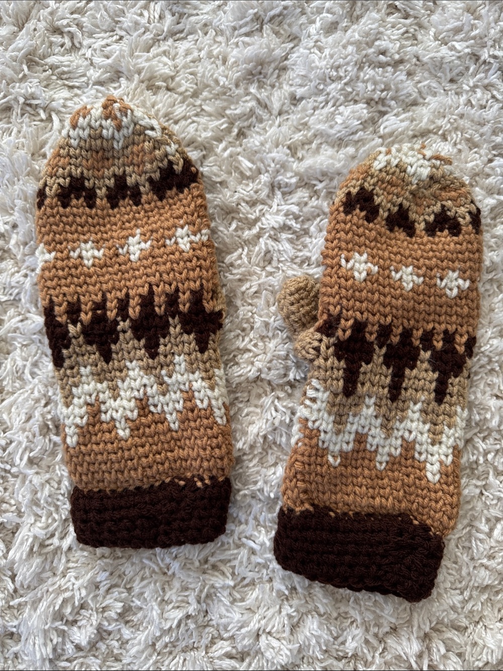 Handmade Patterned Bernie Knit Mittens - Picture 2 of 3